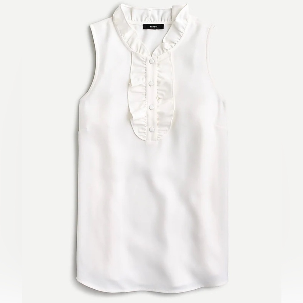NEW J. Crew soft baby pink Ruffle Front Blouse size 6 100% cotton. U BIN